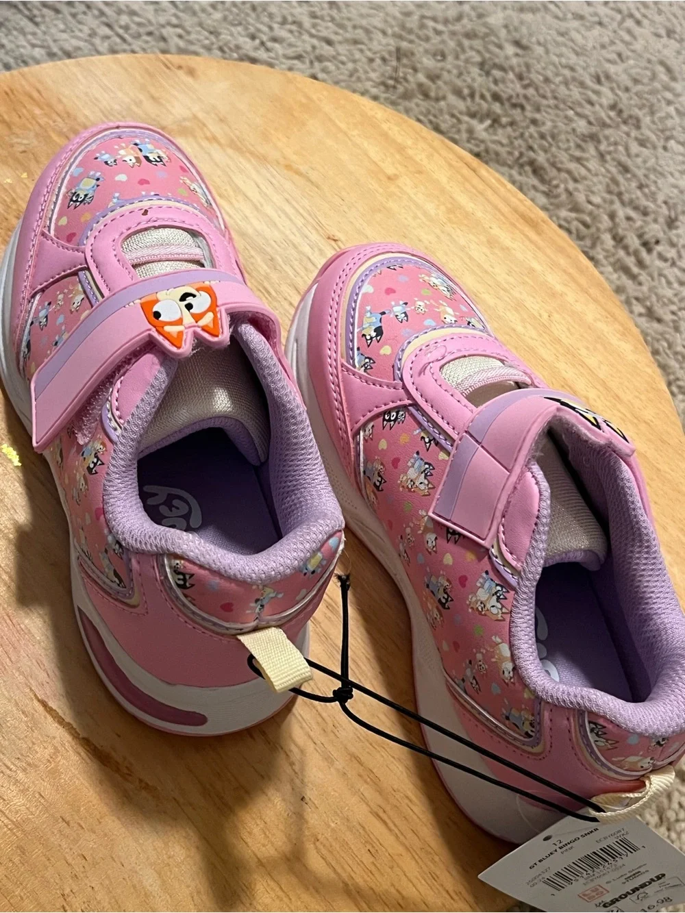 Kids Pink Cartoon Velcro Sneakers